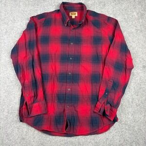 Foundry Supply Co Flannel Shirt Mens Large Tall Red Black Plaid Button Down